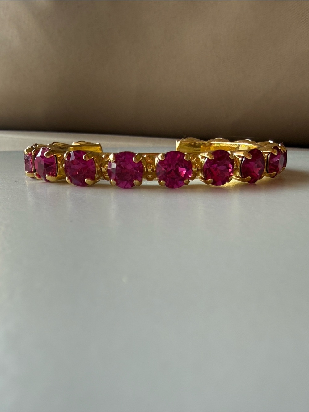 Sorrelli Fuchsia Crystal Bright Gold Cuff Bracelet